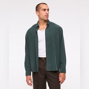 NWT Abercrombie & Fitch Long-Sleeve Cupro Button-Up Shirt Large